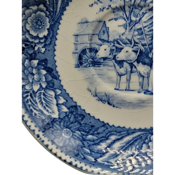 Wood & Sons Teacup & Saucer Blue Transferware Old Sturbridge Village Vintage - Picture 10 of 16